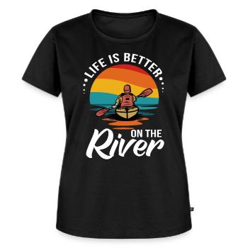 Life Is Better On The River Kayak Kayaking - Frauen Premium Bio T-Shirt - Schwarz - Vorne - Selfina (174cm)