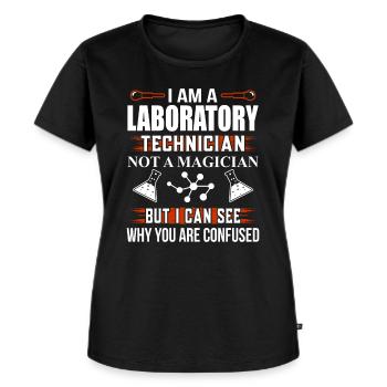 Je suis technicien de laboratoire Et Pas magicien Drôle - T-shirt Premium bio Femme - noir - Devant - Selfina (174cm)
