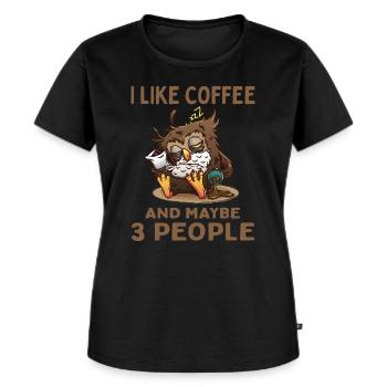 Coffee Lover Drinker I Like Coffee Maybe 3 People - Frauen Premium Bio T-Shirt - Schwarz - Vorne - Selfina (174cm)