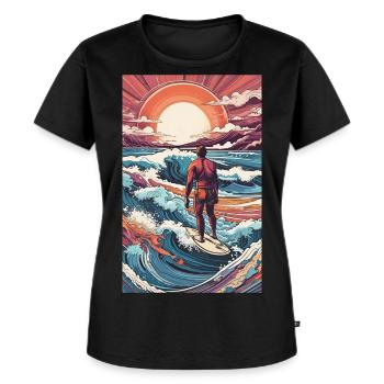 ARTISTIC JOURNEY SURF - T-shirt Premium bio Femme - noir - Devant - Selfina (174cm)