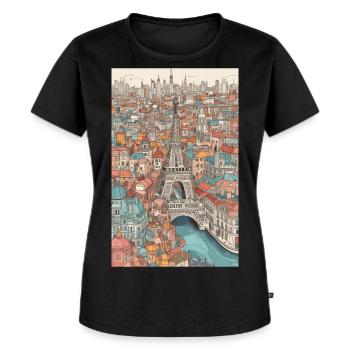 KÜNSTLERISCHE REISE PARIS - Frauen Premium Bio T-Shirt - Schwarz - Vorne - Selfina (174cm)