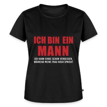 Ich bin ein Mann - Frauen Premium Bio T-Shirt - Schwarz - Vorne - Selfina (174cm)