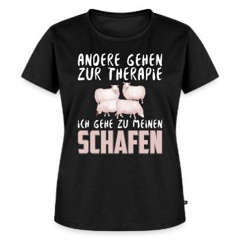 ANDERE GEHEN ZUR THERAPIE ICH GEHE ZU SCHAFEN - Frauen Premium Bio T-Shirt - Schwarz - Vorne - Selfina (174cm)