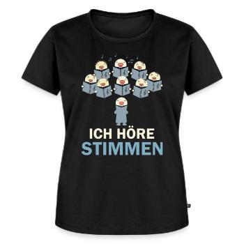 Ich höre Stimmen - Frauen Premium Bio T-Shirt - Schwarz - Vorne - Selfina (174cm)