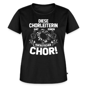 diese chorleiterin hat einen fantastischen chor! - Frauen Premium Bio T-Shirt - Schwarz - Vorne - Selfina (174cm)