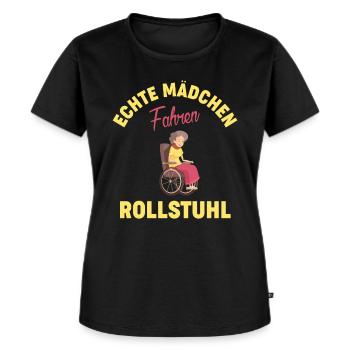 ECHTE MÄDCHEN FAHREN ROLLSTUHL - Frauen Premium Bio T-Shirt - Schwarz - Vorne - Selfina (174cm)