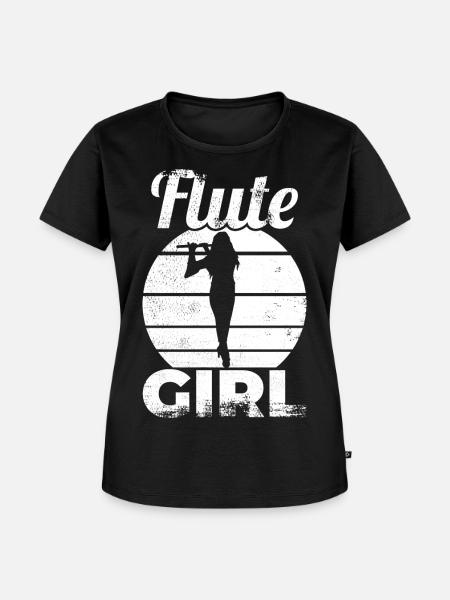 Flötenspielerin - Frauen Premium Bio T-Shirt - Schwarz