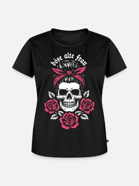 Skull Bandana Böse Alte Frau - Frauen Premium Bio T-Shirt - Schwarz