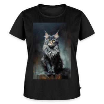 Maine Coon Katze - Frauen Premium Bio T-Shirt - Schwarz - Vorne - Selfina (174cm)