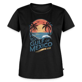 Gulf of Mexico Retro Beach Vibes Vintage Sunset - Frauen Premium Bio T-Shirt - Schwarz - Vorne - Selfina (174cm)