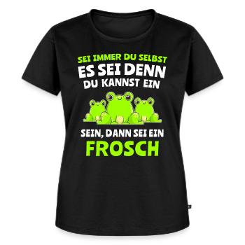 Frosch Laubfrosch Sprüche Frösche - Frauen Premium Bio T-Shirt - Schwarz - Vorne - Selfina (174cm)