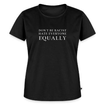 rassismus,gegen rassismus,gegen nazis,racism - Frauen Premium Bio T-Shirt - Schwarz - Vorne - Selfina (174cm)