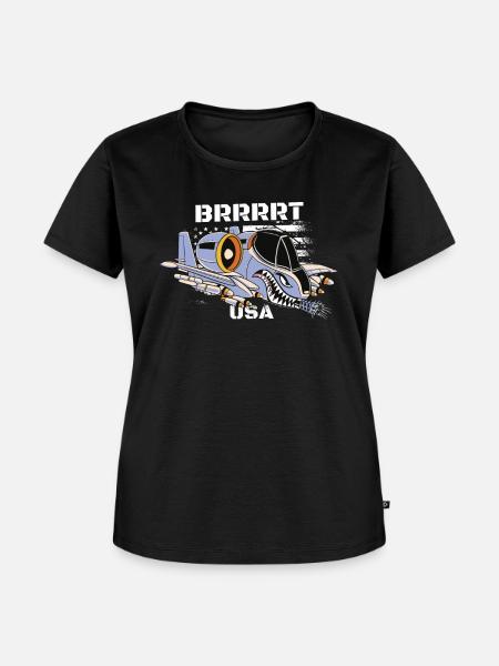 A-10-Warimogflugzeug A10 Thunderbird Brrrrrt - Frauen Premium Bio T-Shirt - Schwarz