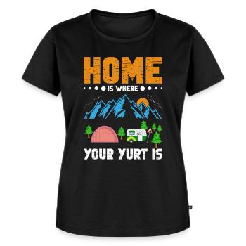 Glamper Camping Urlaub Berge Wanderer Glamping - Frauen Premium Bio T-Shirt - Schwarz - Vorne - Selfina (174cm)