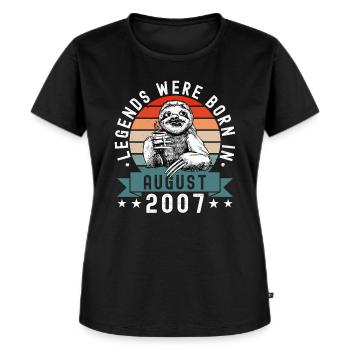 Legends Were Born In August 2007 Faultier Sloth - Frauen Premium Bio T-Shirt - Schwarz - Vorne - Selfina (174cm)