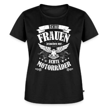 Frauen brauchen Motorräder - Bikershirt Damen - Frauen Premium Bio T-Shirt - Schwarz - Vorne - Selfina (174cm)