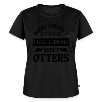 En pensant aux loutres, mignon animal de la forêt, - T-shirt Premium bio Femme - noir - Devant - Selfina (174cm)
