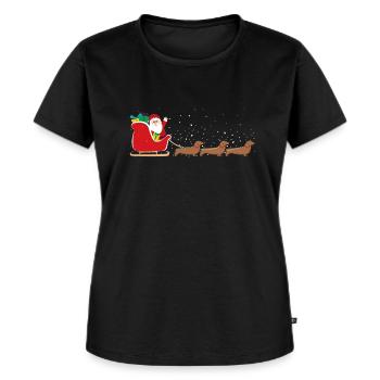 Dackel Santa Weihnachtsschlitten - Lustiger Dackel - Frauen Premium Bio T-Shirt - Schwarz - Vorne - Selfina (174cm)