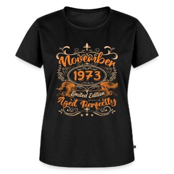 November 1973 Limitierte Auflage - Frauen Premium Bio T-Shirt - Schwarz - Vorne - Selfina (174cm)