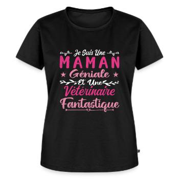 Une Maman Géniale Et Une Vétérinaire Fantastique - T-shirt Premium bio Femme - noir - Devant - Selfina (174cm)