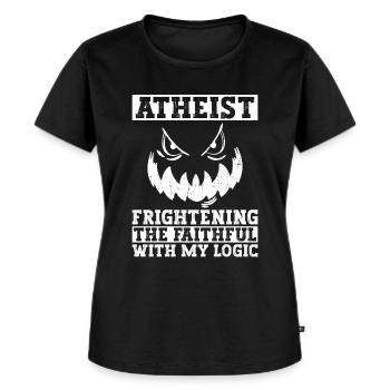 Atheist Logik Atheismus Anti Kirche Halloween - Frauen Premium Bio T-Shirt - Schwarz - Vorne - Selfina (174cm)