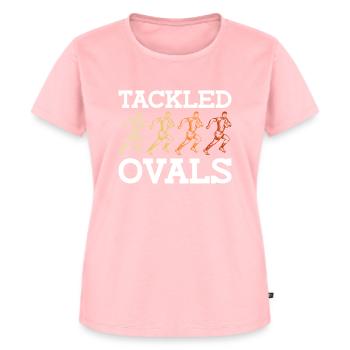 Tackled Ovals - Funny Rugby - Women's Premium Organic T-shirt - rose - Front - AI Model Female 172 dark (172cm)
