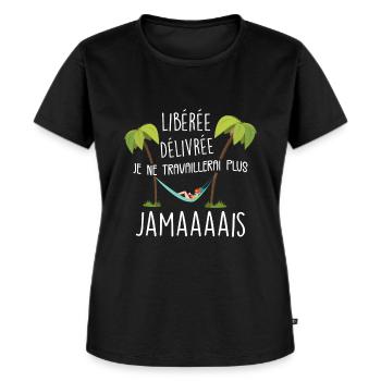 Femme Retraitée Idée Cadeau Femme Humour Retraite - T-shirt Premium bio Femme - noir - Devant - Selfina (174cm)