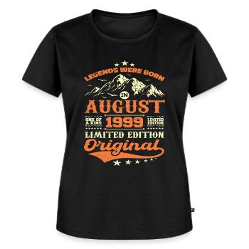 Août 1999 Anniversaire légendes 1999 Août - T-shirt Premium bio Femme - noir - Devant - Selfina (174cm)