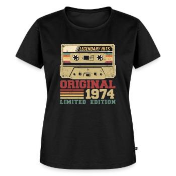 Original 1974 Vintage Anniversaire Cadeau 1974 - T-shirt Premium bio Femme - noir - Devant - Selfina (174cm)