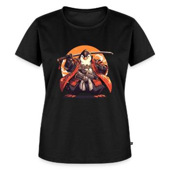 Pingouin Samouraï Pingouin Japonais Mignon - T-shirt Premium bio Femme - noir - Devant - Selfina (174cm)