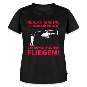 Modell Hubschrauber Helicopter Geschenk lustig - Frauen Premium Bio T-Shirt - Schwarz - Vorne - Selfina (174cm)