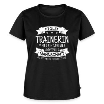 Stolze Trainerin einer fantastischen Mannschaft - Frauen Premium Bio T-Shirt - Schwarz - Vorne - Selfina (174cm)