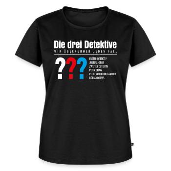 Die Drei ??? Detektive Visitenkarte - Frauen Premium Bio T-Shirt - Schwarz - Vorne - Selfina (174cm)
