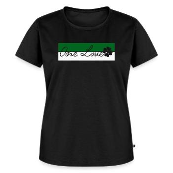 ONE LOVE - Women's Premium Organic T-shirt - black - Front - Selfina (174cm)