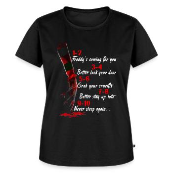 1-2 Freddy kommt für dich - Frauen Premium Bio T-Shirt - Schwarz - Vorne - Selfina (174cm)