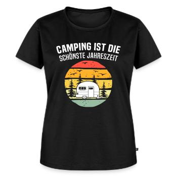 Camping Wohnwagen Geschenk Spruch - Frauen Premium Bio T-Shirt - Schwarz - Vorne - Selfina (174cm)