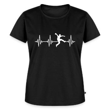 Boßeln EKG Bosseln Herzlinie - Frauen Premium Bio T-Shirt - Schwarz - Vorne - Selfina (174cm)