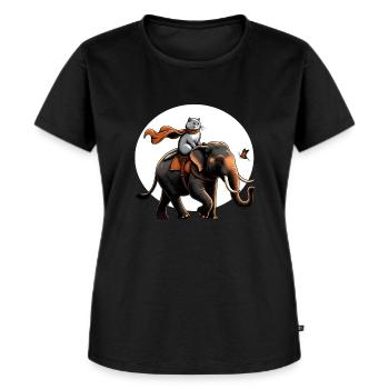 Fier chat chevauchant un éléphant - T-shirt Premium bio Femme - noir - Devant - Selfina (174cm)