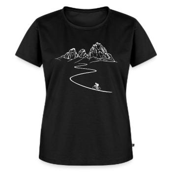 Dolomites Road Bike, Trois Sommets, Cyclistes sur route, Cyclisme - T-shirt Premium bio Femme - noir - Devant - Selfina (174cm)
