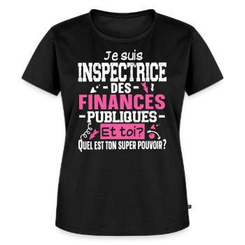 Inspectrice Finances Publiques Impôts Métier - T-shirt Premium bio Femme - noir - Devant - Selfina (174cm)