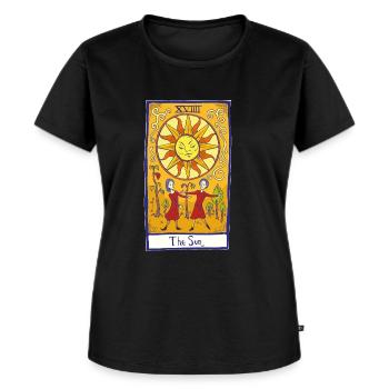 Sonne XVIII Tarot - Frauen Premium Bio T-Shirt - Schwarz - Vorne - Selfina (174cm)