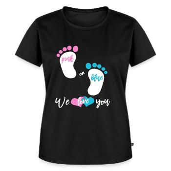 Fille ou garçon rose ou bleu - T-shirt Premium bio Femme - noir - Devant - Selfina (174cm)