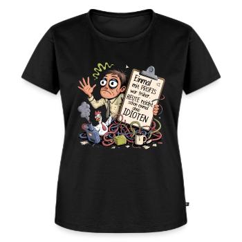 Einmal mit Profis was früher.. Büro Arbeit Idioten - Frauen Premium Bio T-Shirt - Schwarz - Vorne - Selfina (174cm)