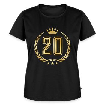 Couronne de couronne en or 20 ans - T-shirt Premium bio Femme - noir - Devant - Selfina (174cm)