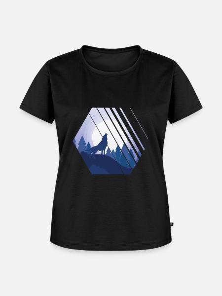 Heulender Wolf Hexagon Wildnis - Frauen Premium Bio T-Shirt - Schwarz