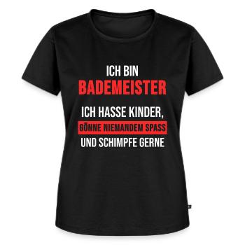 Bademeister Schwimmlehrer Sommer Spruch Geschenk - Frauen Premium Bio T-Shirt - Schwarz - Vorne - Selfina (174cm)