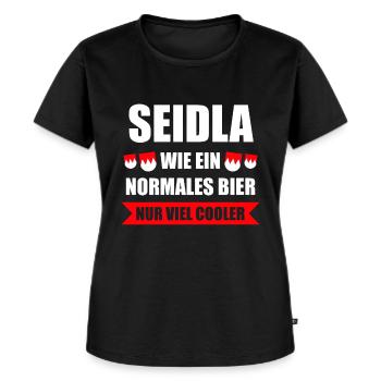 Seidla Franken Franke Geschenk - Frauen Premium Bio T-Shirt - Schwarz - Vorne - Selfina (174cm)