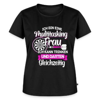 Dart Frauen Darts Dartspieler Geschenk - Frauen Premium Bio T-Shirt - Schwarz - Vorne - Selfina (174cm)