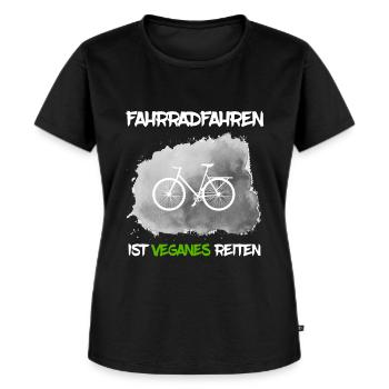 fahrrad fahren ist wie veganes reiten Geschenk - Frauen Premium Bio T-Shirt - Schwarz - Vorne - Selfina (174cm)