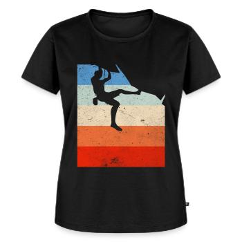 Klettern Klettern Bouldern Free Vintage Geschenk - Frauen Premium Bio T-Shirt - Schwarz - Vorne - Selfina (174cm)